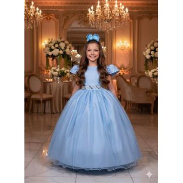 Imagem de Vestido Infantil Longo Glitter Dama Azul Bebê - Heloísa, 8, Azul bebê