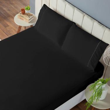 Imagem de Jogo De Lençol Solteiro 2 Peças Laura 400 Fios 100% Poliéster - Preto