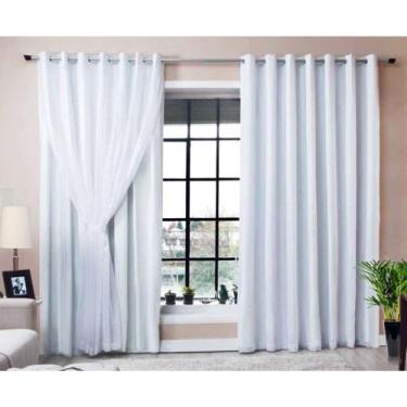 Imagem de Cortina Voil 5.00x2.80 Com Forro Blackout Ilhós Cromado - J&C ACESSÓRI