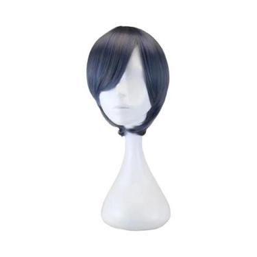 Imagem de Peruca De Cosplay Black Butler Ciel Phantomhive Curta Cinza Azul Resis
