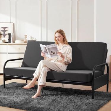Imagem de MABOZOO Colchão de futon de 15 cm, futons dobrável, sofá-cama, colchão de espuma para chão para futons (moldura não incluída, cinza)