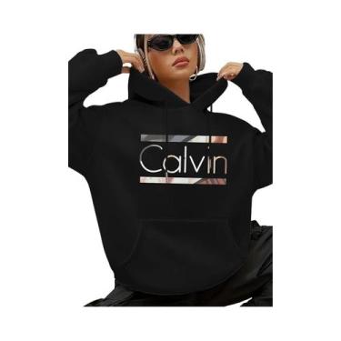 Imagem de Moletom Vintage Feminino Com Estampa De Letras Calvin, Manga Longa, Bo