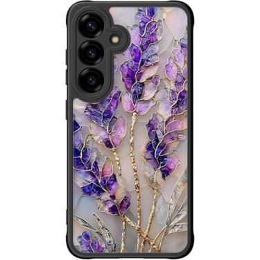 Imagem de DEENAKIN Capa fofa para Samsung Galaxy S25 Plus, capa rígida floral estética, compatível com Magsafe, capa protetora de telefone fina retrô moderna e exclusiva para mulheres e meninas, lavanda roxa