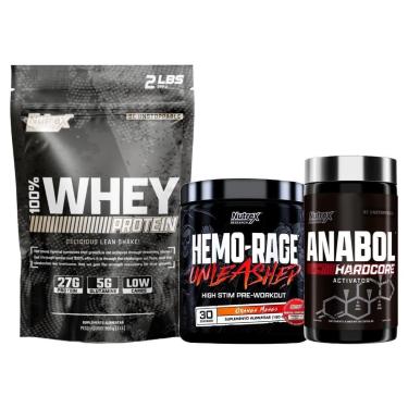 Imagem de Kit 100% Whey 900g + Hemo-Rage 180g + Anabol 60 Caps Nutrex-Unissex