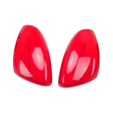 Imagem de 2 pçs capa de proteção do espelho retrovisor do carro guarnição espelho lateral cobre acessórios compatível com peugeot 2008 2014-2019(Red)