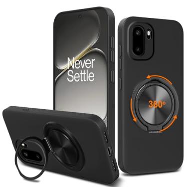 Imagem de Nijiadi Compatível com capa de telefone Oneplus 15R, suporte de anel giratório de 360° com suporte/suporte de silicone TPU Silm Fit capa protetora à prova de choque para Oneplus 1+ 15R 5G 2025 - preta