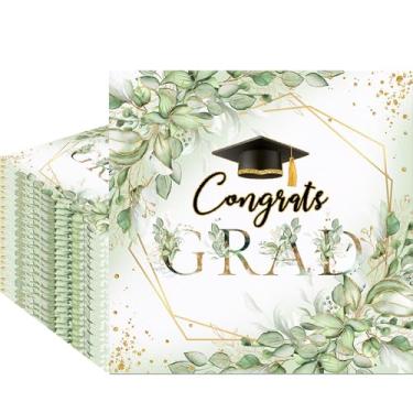 Imagem de Fitumiw Guardanapos de papel de formatura com folhas verdes, 80 peças, parabéns, graduados, guardanapos descartáveis classe de 2025, guardanapos decorativos para decoração de mesa