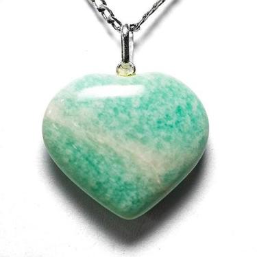 Imagem de Colar Coração Pedra Amazonita Natural Pino Prata 950 - CristaisdeCurve