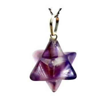 Imagem de Colar Merkaba Pedra Ametista Extra Argola Pino Prata 950