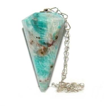 Imagem de Pendulo Facetado Amazonita Pedra Natural Para Radiestesia - Cristaisde