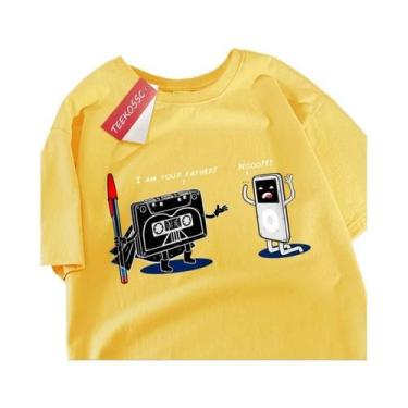 Imagem de Camiseta Oversize De Hip Hop Com Estampa De Fita Cassete Para Homens, 