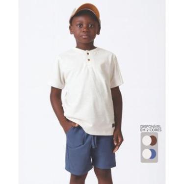 Imagem de Conjunto camiseta bermuda Aurora verão leve elegante estiloso - Marrom e Jans - Menino 4 a 14 anos-Masculino