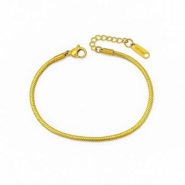 Imagem de Pulseira Rabo De Rato Lacraia Dourada Aço Inox Ultra Fina-Unissex