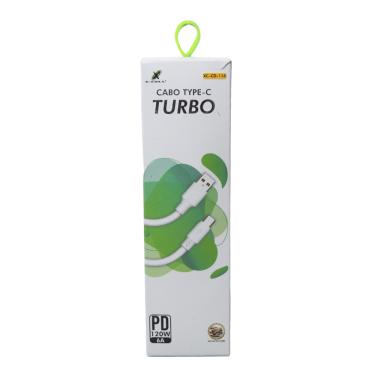 Imagem de Cabo para carregamento Tipo C Cabo Turbo PD120W 6A Branco 1m XC-CD-114
