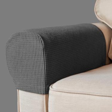 Imagem de BAHULA Capas de apoio de braço, tecido elástico, elastano, à prova d'água, capas antiderrapantes para poltronas, sofás, poltronas, poltronas, poltronas, poltronas, poltronas reclináveis, conjunto de 2