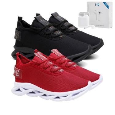 Imagem de Kit 2 Tênis Racer Masculino Com Fone Brinde Academia Corrida Caminhada