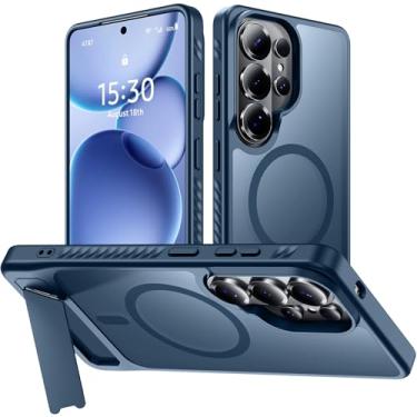 Imagem de Capa para Samsung Galaxy S26 Ultra com suporte, 1 protetor de tela, [compatível com Magsafe] Proteção de grau militar fosco translúcido, capa de telefone magnética para Samsung Galaxy S26 Ultra, 6,9