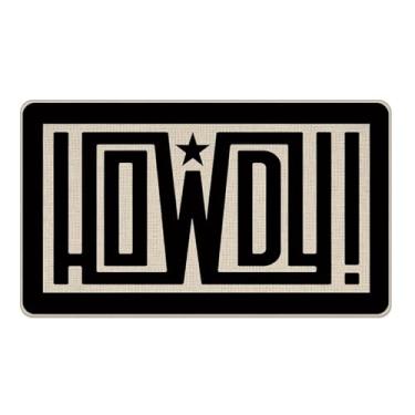 Imagem de Livcoz Tapete de porta da frente Howdy Welcome preto e branco, tapete decorativo de caubói ocidental, tapete de entrada antiderrapante, decoração de cozinha de casa de fazenda discreta para ambientes