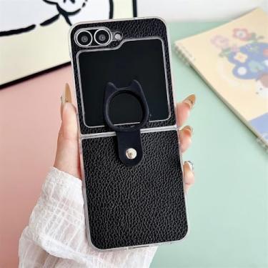 Imagem de Capa de celular em formato de anel para Samsung Galaxy Z Flip 7/6/5/4/3, capa protetora à prova de choque, preta, para Galaxy Z Flip 3 5G