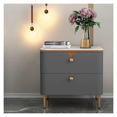 Imagem de Mesa de cabeceira mesa de cabeceira moderna de madeira com 2 gavetas mesas de cabeceira para escritório, sala de estar, quarto (cinza escuro) quarto (45 x P 40 x A 51 cm)