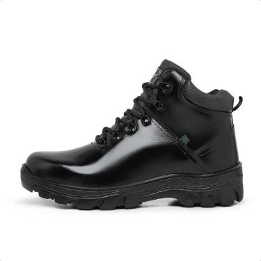 Imagem de Bota Coturno Masculino Cano Curto Couro Resistente Palmilha Em Gel Fechamento Cadarço Tratorado-Masculino