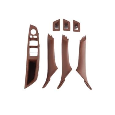 Imagem de Maçaneta interna da porta do carro, interruptor da janela lateral do motorista, apoio de braço, compatível com bmw série 5, drive manual f10f11 523i525i528i530i(LHD Red Brown)