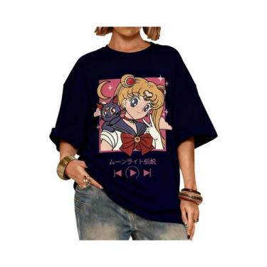 Imagem de Camiseta Unissex Oversized Com Estampa De Sailor Moon, Manga Curta, Ca