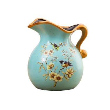 Imagem de x3anggyt5 Jarro de leite pintado de cerâmica leve de luxo com alça multiuso pote de molho barco de molho jarro de leite e xarope