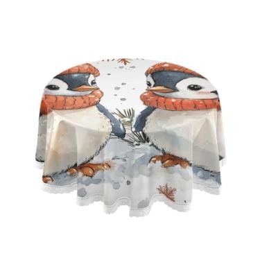 Imagem de Qilmy Toalha de mesa redonda de palmeira de treliça verde, 152 cm, resistente à água, à prova de derramamento, capa de mesa grande para jantar de reunião de família em ambientes internos e externos