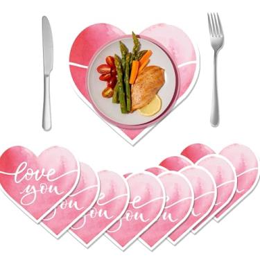 Imagem de Jogo americano de coração, rosa, dia dos namorados, descartável, decorativo, coração, papel, mesa de jantar, decoração para dia dos namorados, casamento, aniversário, chá de panela, aniversário