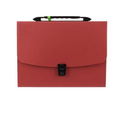 Imagem de Organizador de arquivos portátil, 13 bolsos, tamanho A4, pasta expansível, bolsa de armazenamento de documentos, escritório, estudante, escola, material de escritório (vermelho)