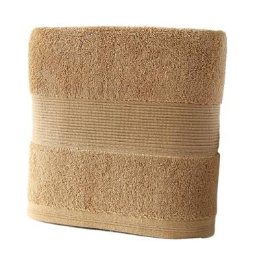 Imagem de Toalha de banho premium 100% algodão de fibra longa, toalha absorvente de secagem rápida espessa, design unissex suave para a pele para casais e hotéis (Camel)