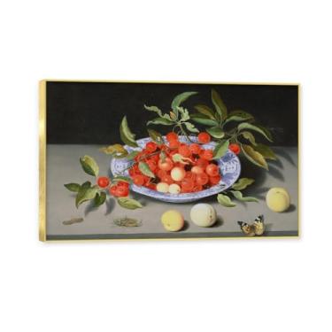 Imagem de NHLDZYH Moldura dourada. Vintage Fruta Ainda Natureza Tela Retro Frutas Motivo Estilo Country Decoração de Parede para Cozinha e Sala de Jantar. C38. 40 x 64 cm.