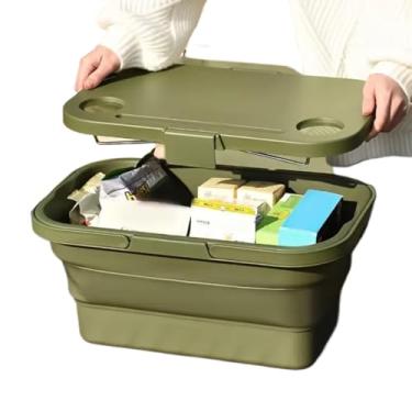 Imagem de Cesta Térmica Bolsa Piquenique Dobrável Cooler Praia Lanche Camping Piquenique(Verde)