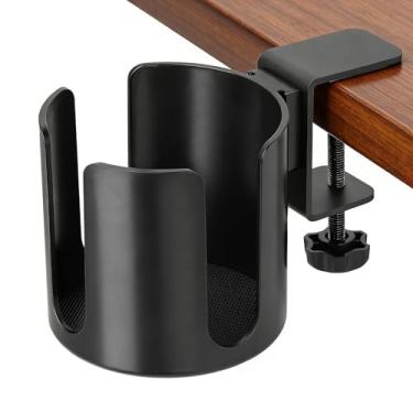 Imagem de Braçadeira grande para copo de mesa, suporte de copo antiderramamento, clipe na mesa ou apoios de braços de cadeira, fácil de instalar, diâmetro de 9 cm, serve na maioria das canecas de café, garrafas