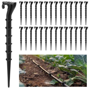 Imagem de Glooglitter Pacote com 120 tubos de irrigação de 1/10.2 cm, estacas de âncora de plástico, estacas de suporte de irrigação por gotejamento, mangueira de jardim para jardim e estufa e paisagismo