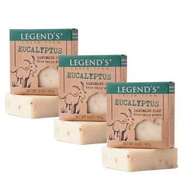Imagem de Legend's Creek Sabonete de leite de cabra da fazenda – barra hidratante de limpeza para mãos e corpo – 142 g de espuma cremosa, nutritivo, sabonete natural suave para pele sensível (Eucalipto, pacote