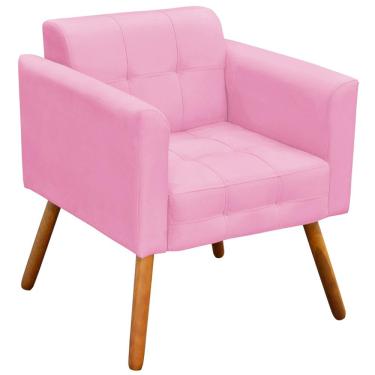 Imagem de Poltrona Decorativa Pés Palito Karen Suede Rosa - Gran Belo