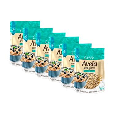 Imagem de Kit 6X: Aveia em Flocos Grossos Sem Glúten Leve Crock 200g