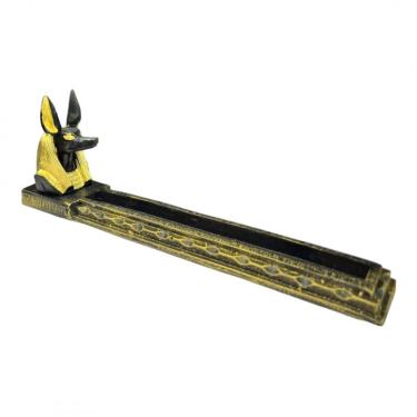 Imagem de Incensário Egípcio Anubis Preto e Dourado em Resina 26 cm