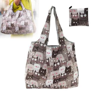 Imagem de Sacolas de compras de supermercado reutilizáveis, grandes e laváveis de 12,88 L, compactas para armazenamento fácil, presentes para mulheres, Cinza