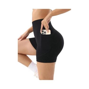 Imagem de Shorts De Yoga E Corrida Femininos De Cintura Alta, Respiráveis, Com D