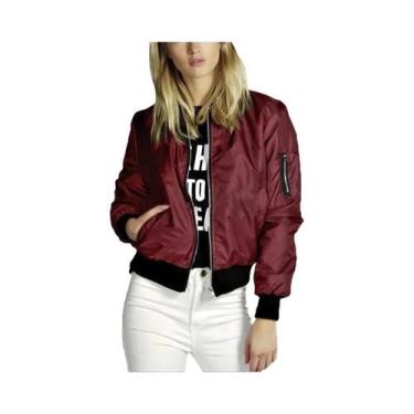 Imagem de Jaqueta Bomber Vintage Feminina Com Gola O, Moda De Rua De Outono, Zíp