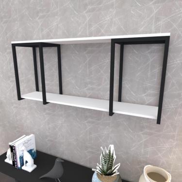 Imagem de Prateleira Industrial Suspensa Estante Parede Nicho Branco Cozinha Escritorio Sala Quarto Infantil