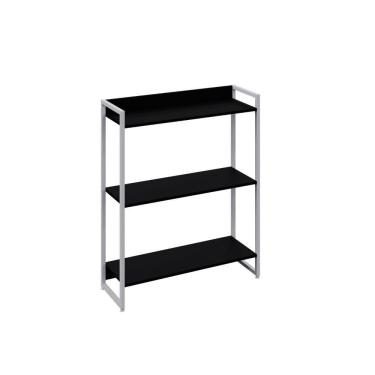 Imagem de Estante Dynamica 80x30x104cm C/03 Prateleiras Preto ônix / Est.branca Preto ônix / Est.branca