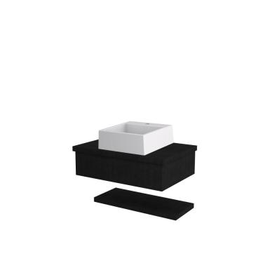 Imagem de Conjunto Bancada C-cuba Q355 E Prateleira Metrópole 605 Nogal Preto ônix