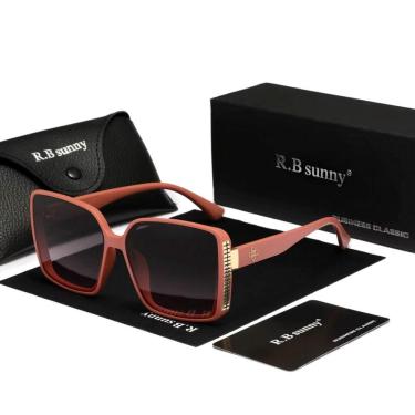 Imagem de Óculos De Sol Feminino Estilo Quadrados Com Moldura Grande Borboleta De Luxo Polarizado Uv400 Vermelho