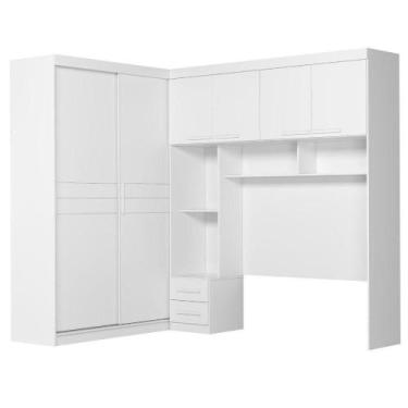 Imagem de Dormitorio Modulado Casal 6 Portas 242x173 Cm Florenca Branco Moval - 