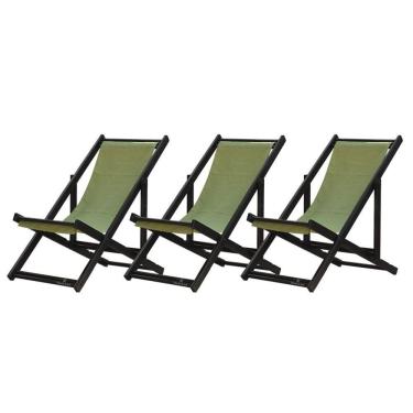 Imagem de Kit 3 Espreguiçadeiras Dobrável Black Sb-verde