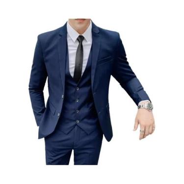 Imagem de Terno Masculino Slim Fit Liso Para Negócios E Casamentos 2026: Blazer,
